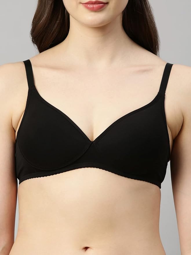 Bra Set for Women Pack of 4 Cotton Blend Lightly Padded (black)
