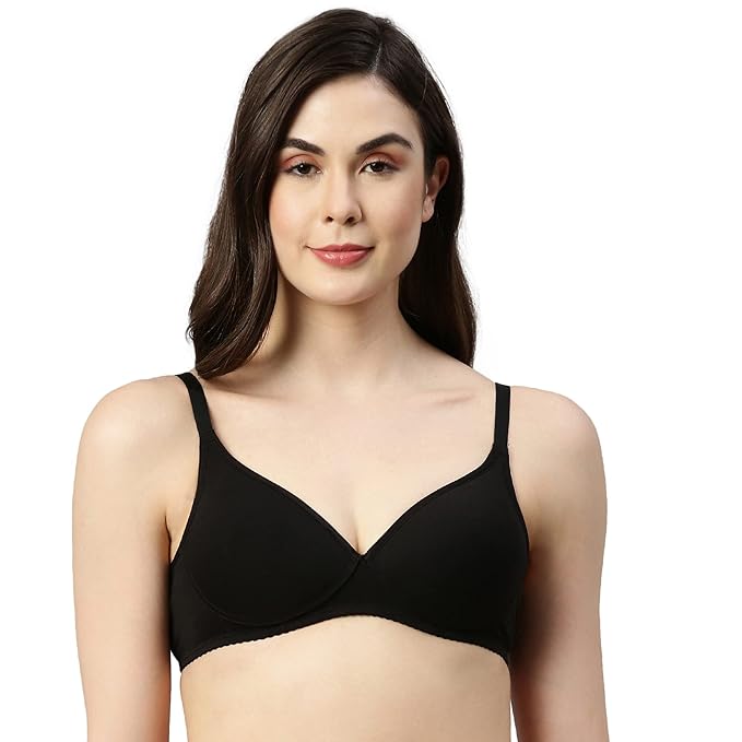 Bra Set for Women Pack of 4 Cotton Blend Lightly Padded (black)