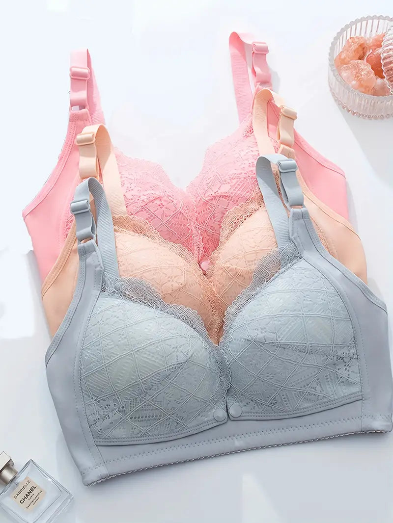 Elegant Lace Maternity Nursing Bras (Pack of 3)