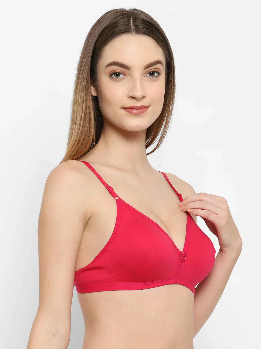 Bra Set for Women Pack of 4 Cotton Blend Lightly Padded (red)