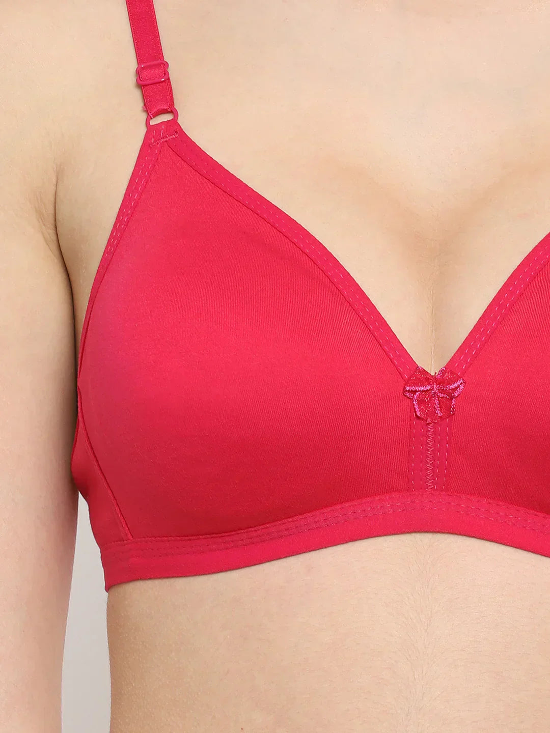 Bra Set for Women Pack of 4 Cotton Blend Lightly Padded (red)
