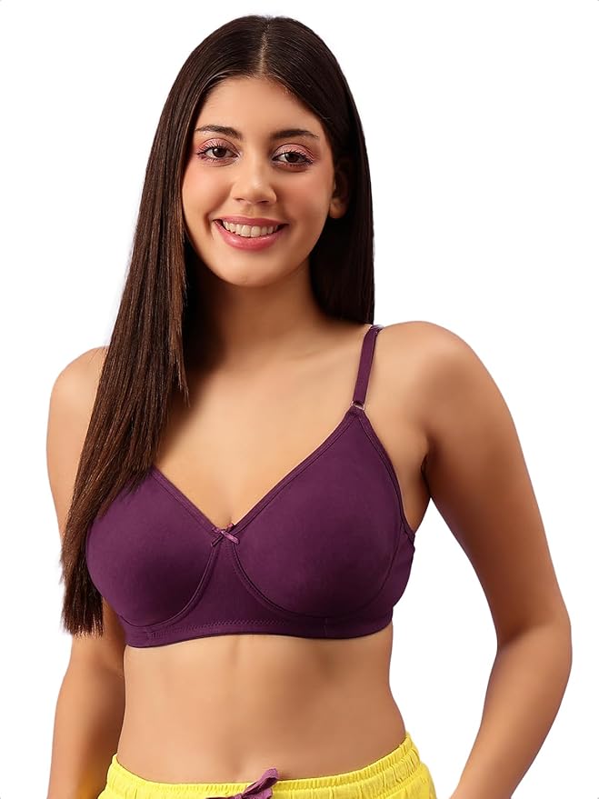 Bra Set for Women Pack of 4 Cotton Blend Lightly Padded (Purple)