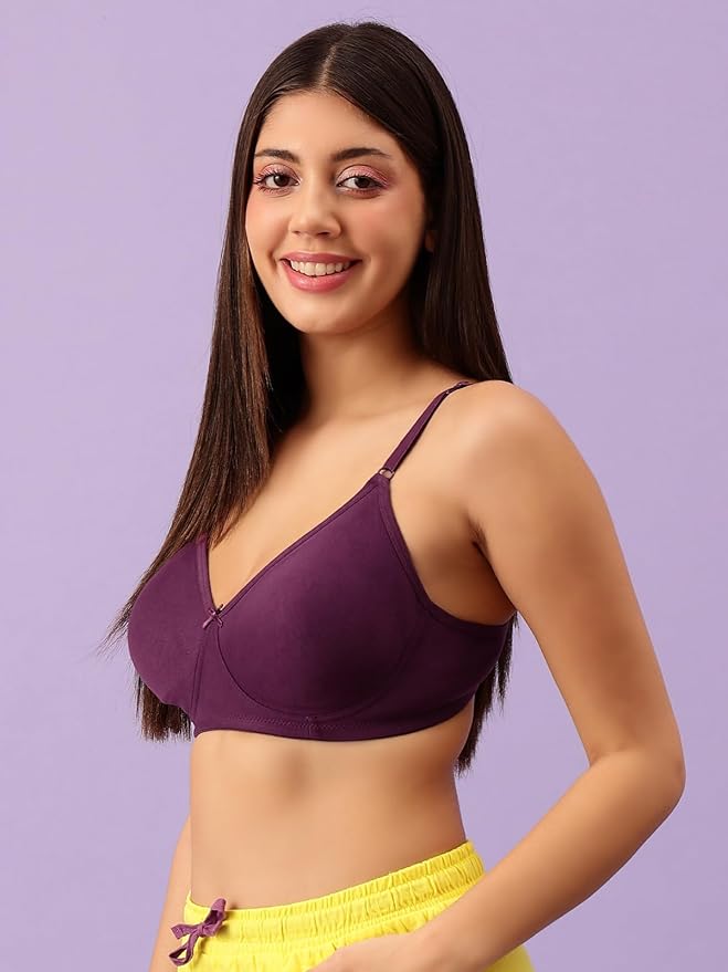 Women's T-Shirt Bra Set - Cotton Blend, Lightly Padded (4-Pack)